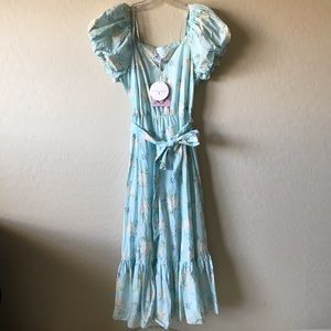 LOVESHACKFANCY Blue Midi Estelle Dress